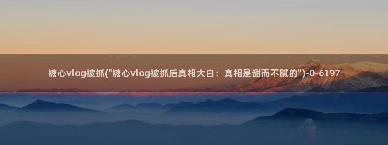 糖心vlog最新集数